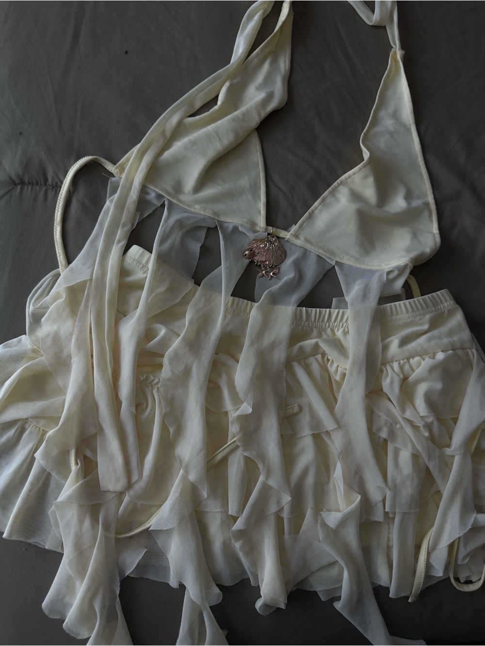 Ruffle mini skirt 2pc set Butter Yellow medium - Picture 3 of 3